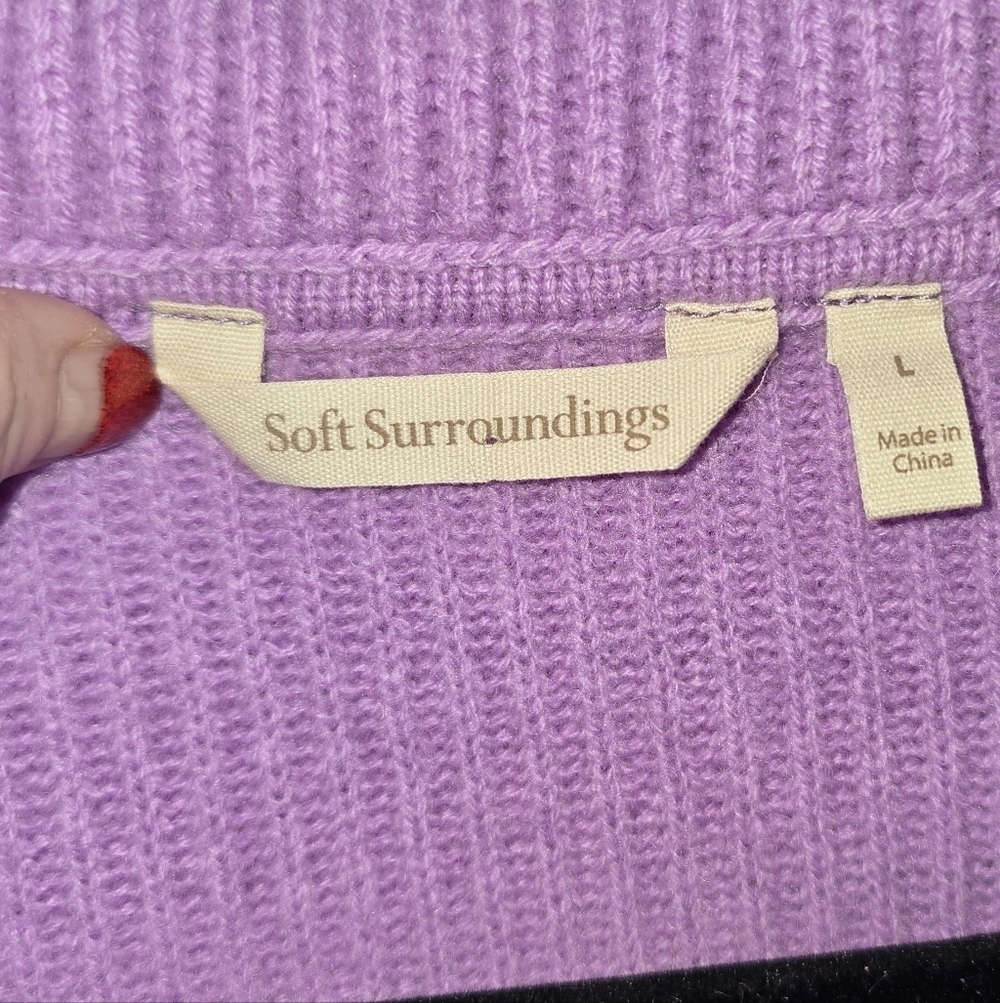 Soft Surroundings Tatiana Cowl Neck Oversized Cashmere Sweater Lilac Size Large - Picture 8 of 9